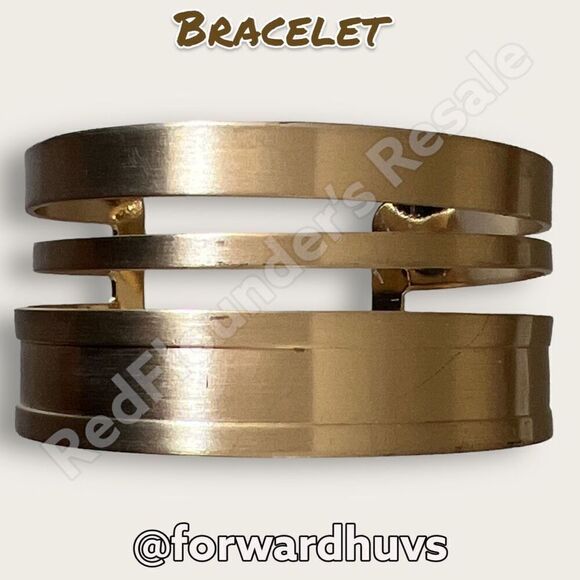Bundle Sale 3 for $15 | Wide Gold Tone Metal Cuff Bracelet - Picture 4 of 5